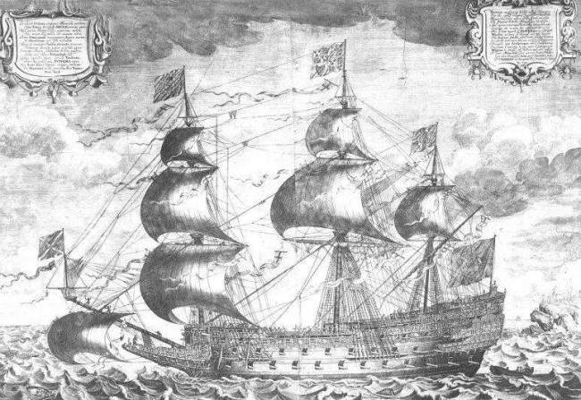 His Majesty's royal ship the Sovereign of the Seas - a contemporaneous engraving by J. Payne