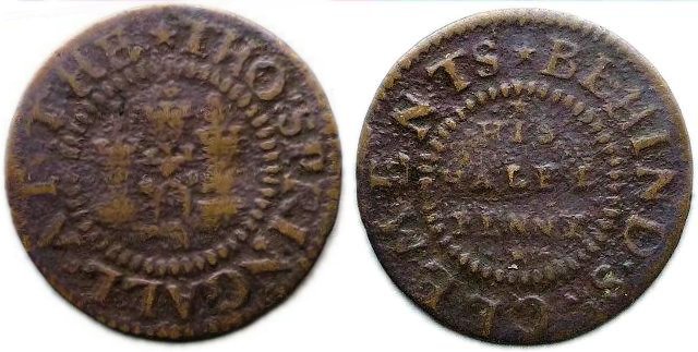 A half penny token of Thomas Springall of the Castle Tavern, behind St. Clement Danes Church, Westminster