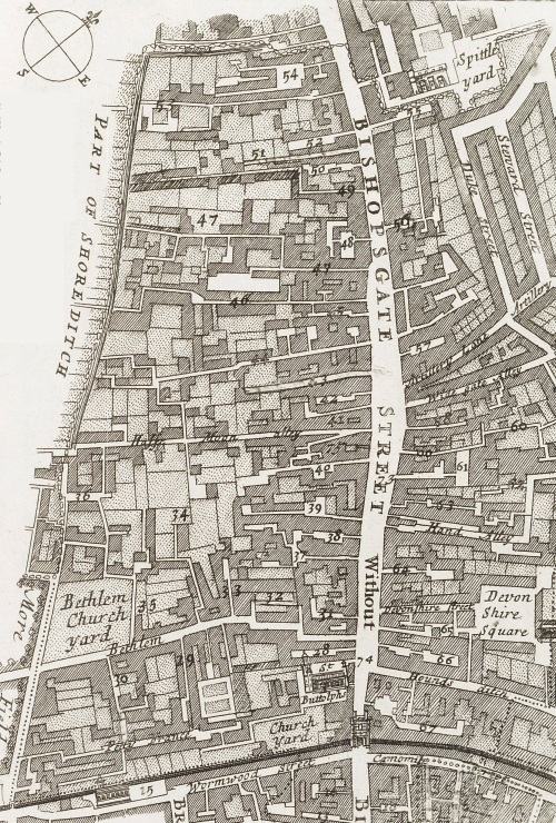 A map of the Ward of Bishopsgate Without, London in c.1720